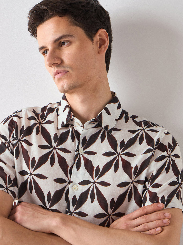 Abstract Print Linen Shirt