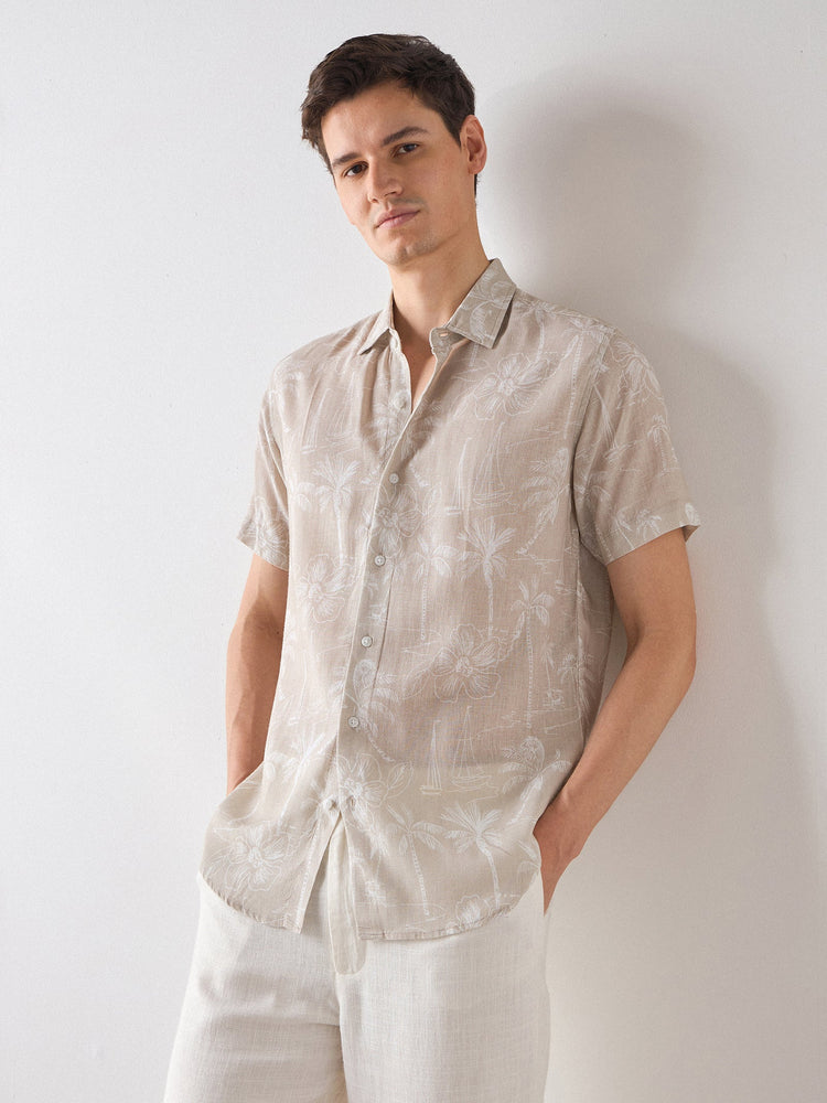 Floral Print Linen Shirt