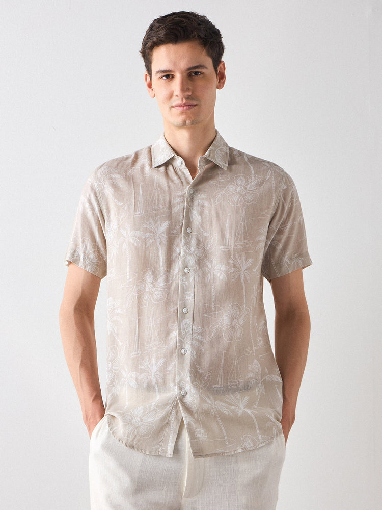 Floral Print Linen Shirt