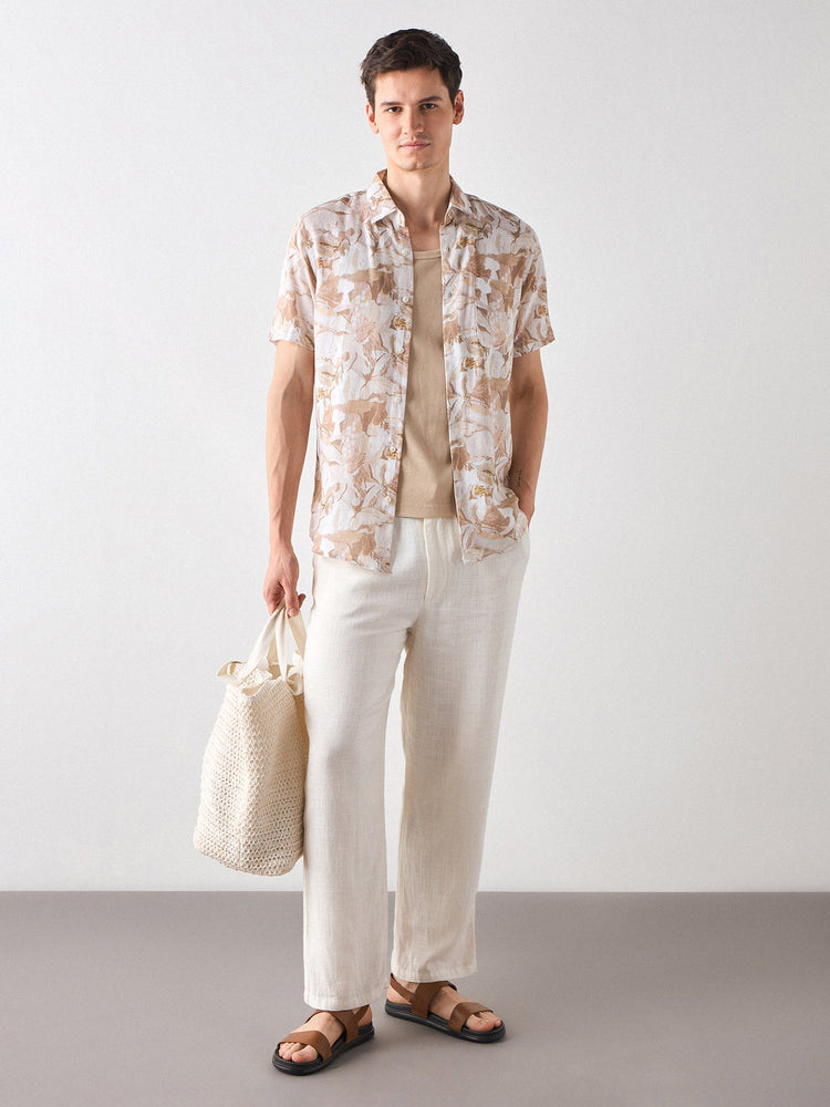 Floral Print Linen Shirt