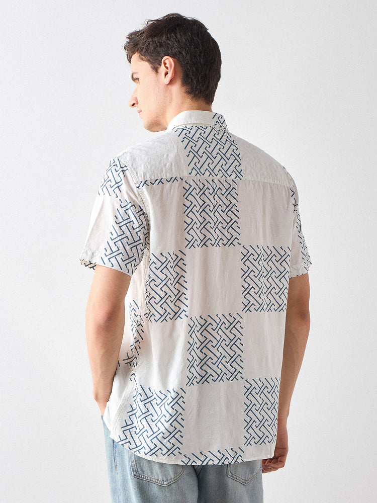 Relaxed Fit Geometric Print Shirt