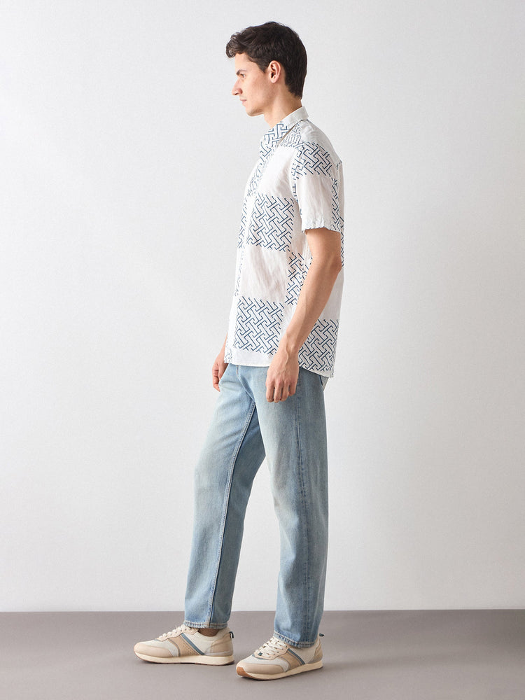 Relaxed Fit Geometric Print Shirt