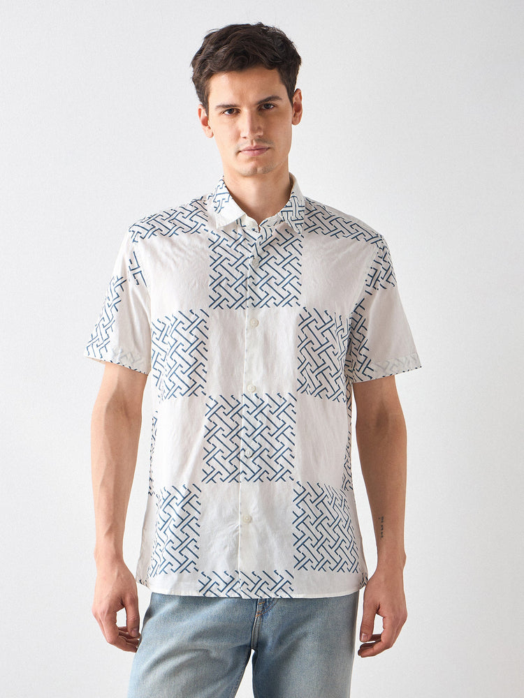 Relaxed Fit Geometric Print Shirt