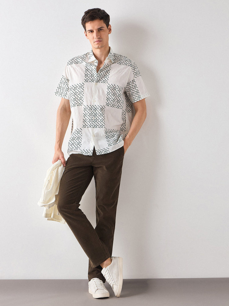 Relaxed Fit Geometric Print Shirt