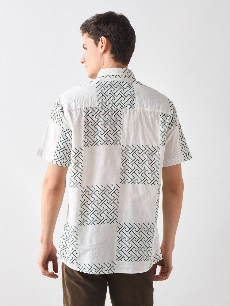 Relaxed Fit Geometric Print Shirt