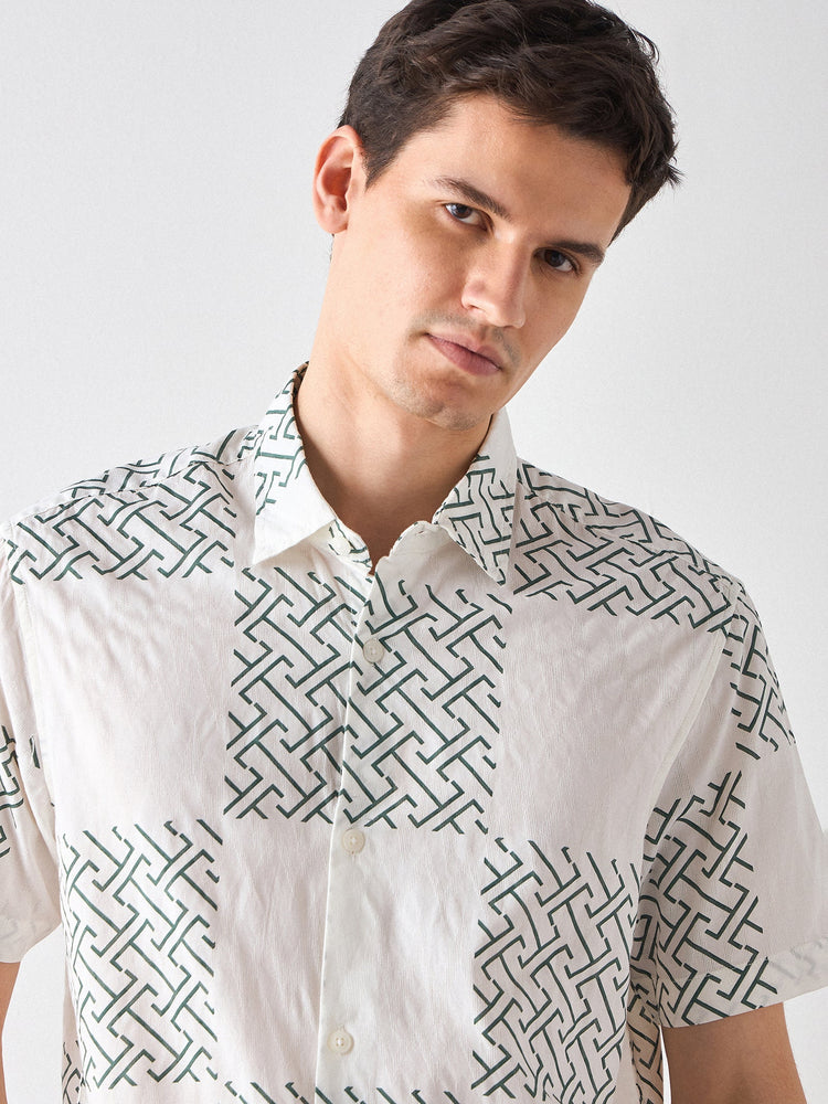 Relaxed Fit Geometric Print Shirt