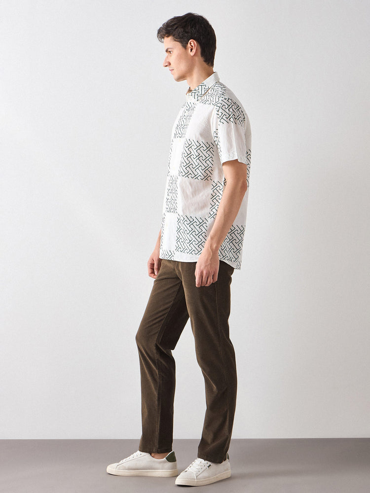 Relaxed Fit Geometric Print Shirt
