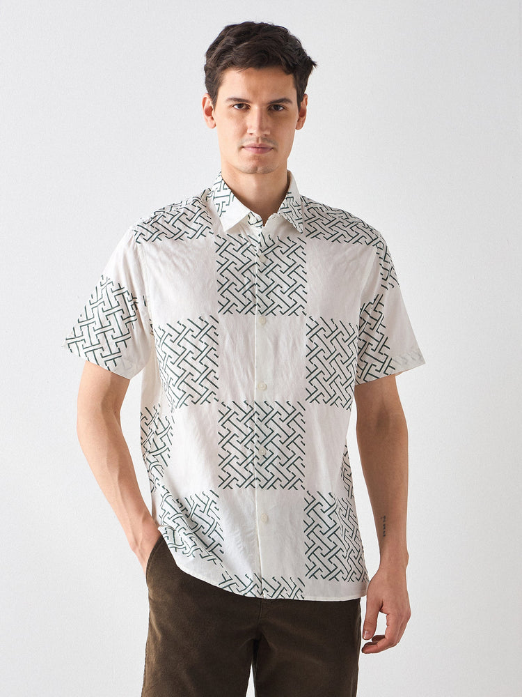 Relaxed Fit Geometric Print Shirt