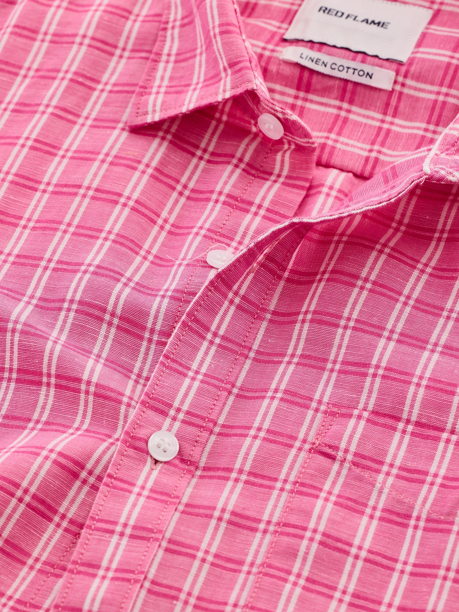 Pink Checked Linen Shirt