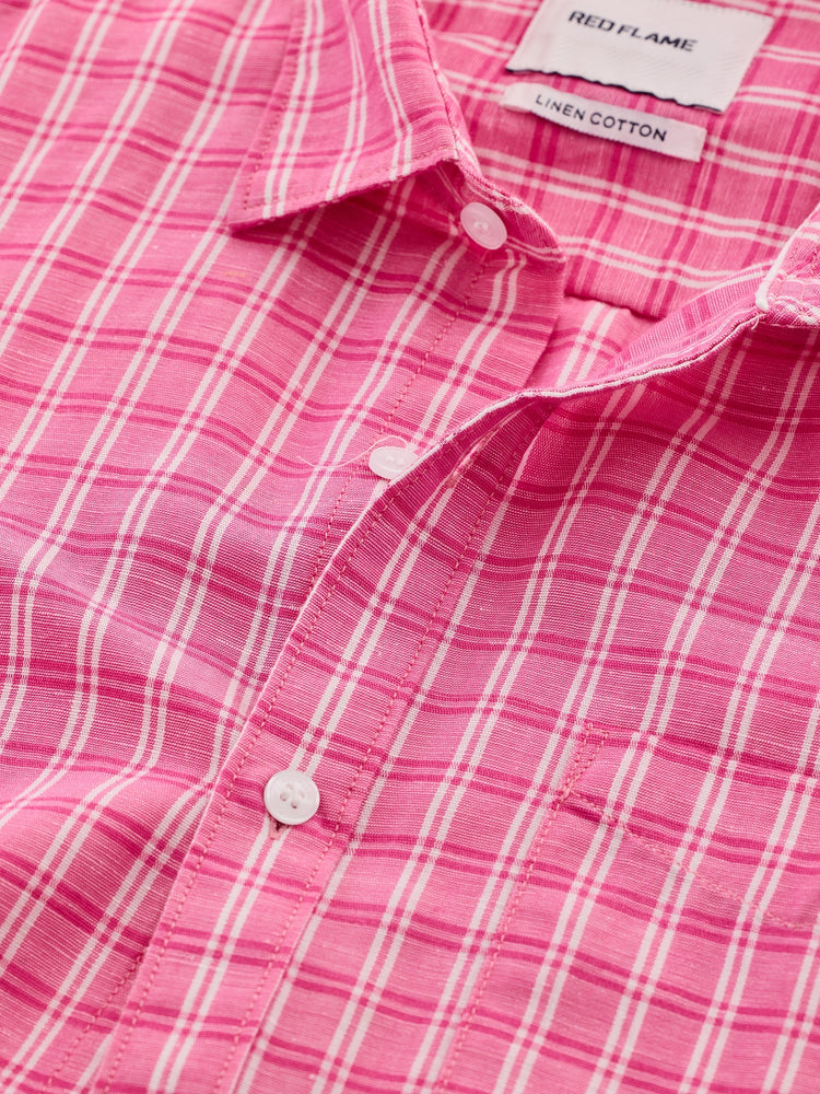Pink Checked Linen Shirt