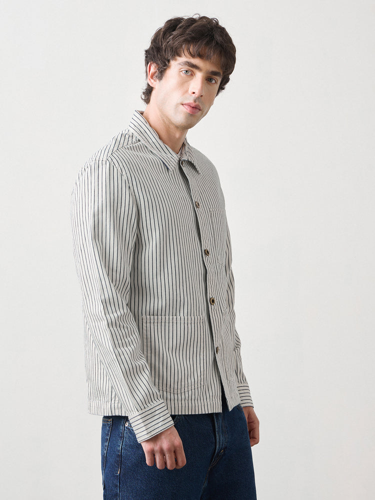 Striped Denim Chore Jacket