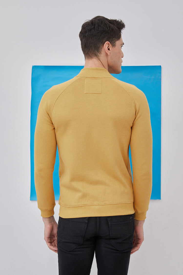 Yellow Plain Casual Sweatshirt