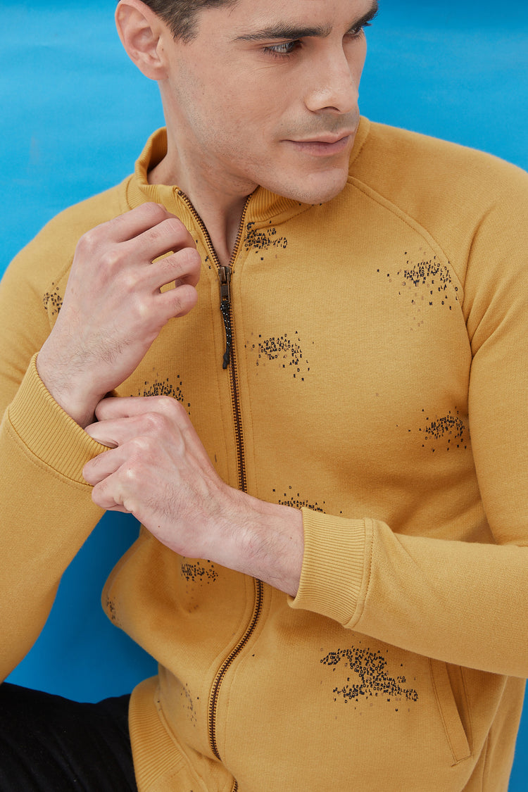 Yellow Plain Casual Sweatshirt