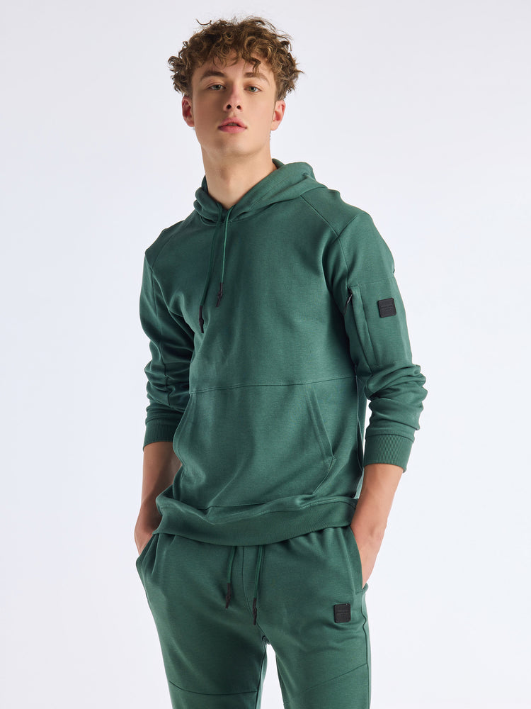 Green Solid Hooded Sweatshirt