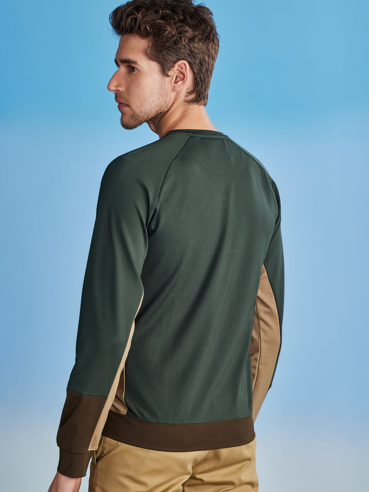 Green Colorblocked 4-Way Stretch Sweatshirt