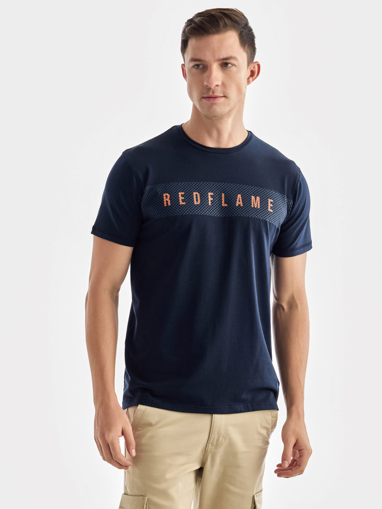 Navy Knits Printed Stretch T-Shirt
