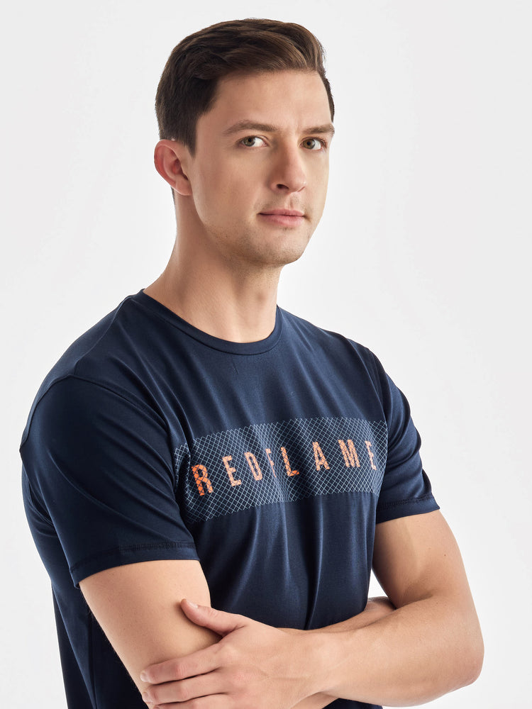 Navy Knits Printed Stretch T-Shirt