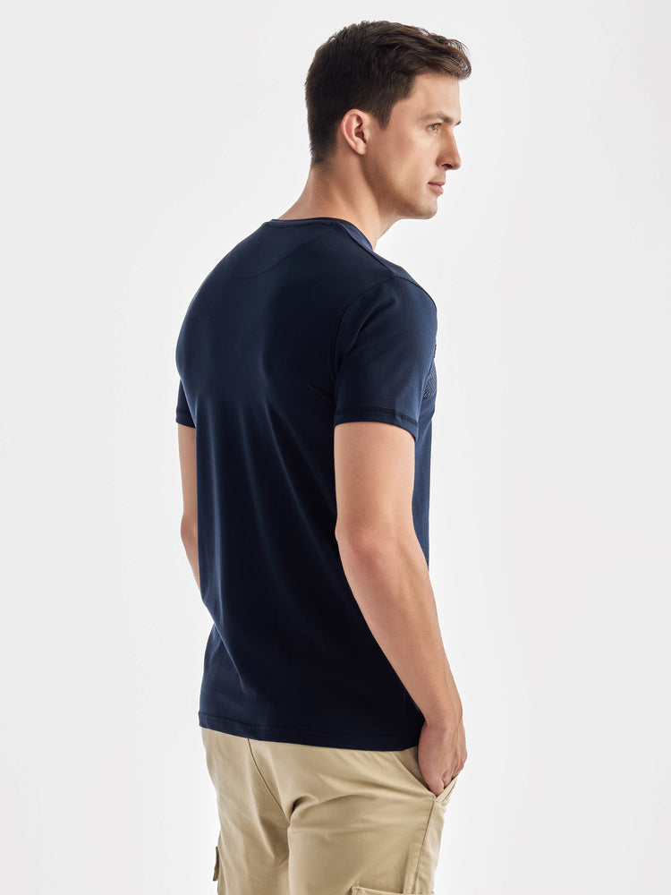Navy Knits Printed Stretch T-Shirt