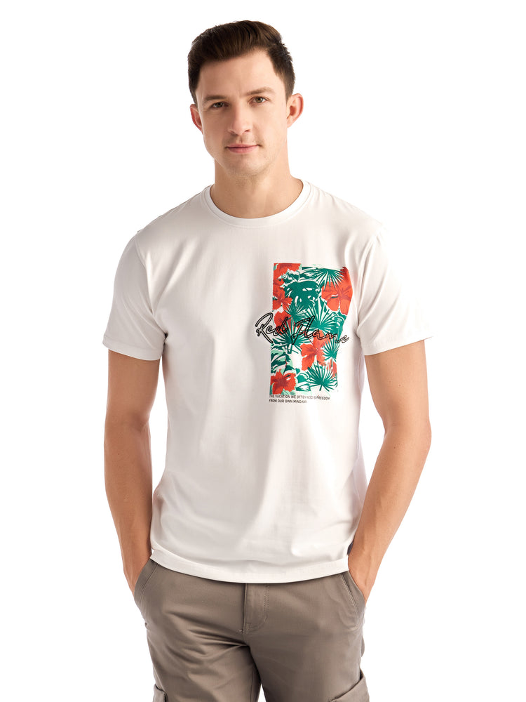 White Knits Printed Stretch T-Shirt