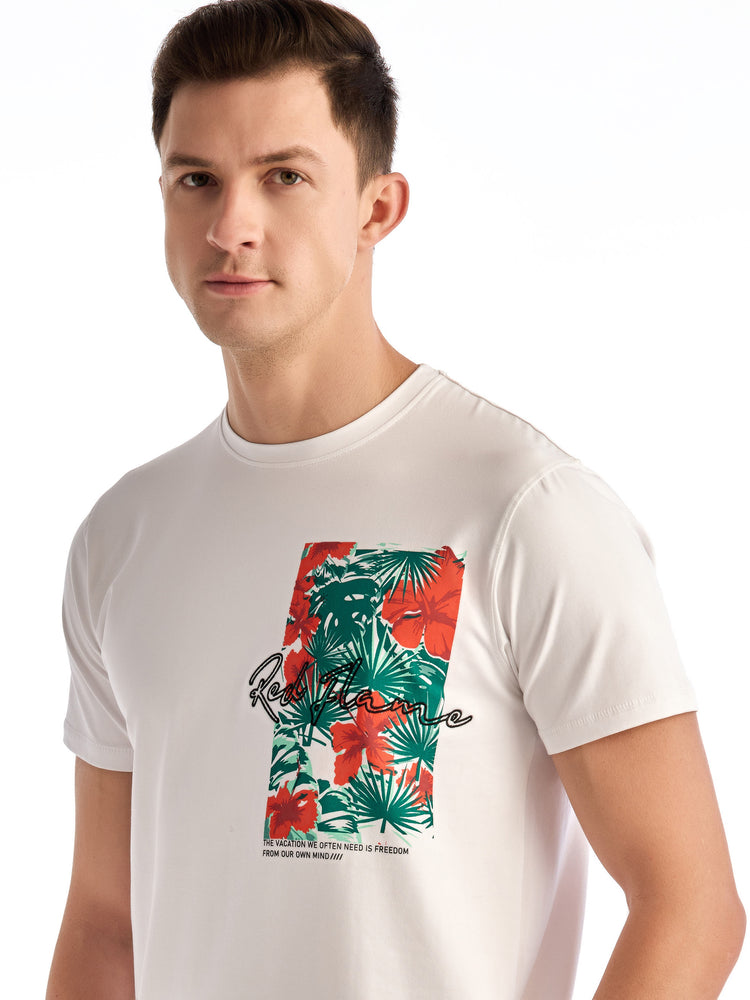 White Knits Printed Stretch T-Shirt