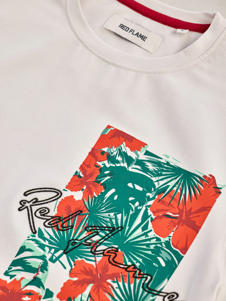 White Knits Printed Stretch T-Shirt