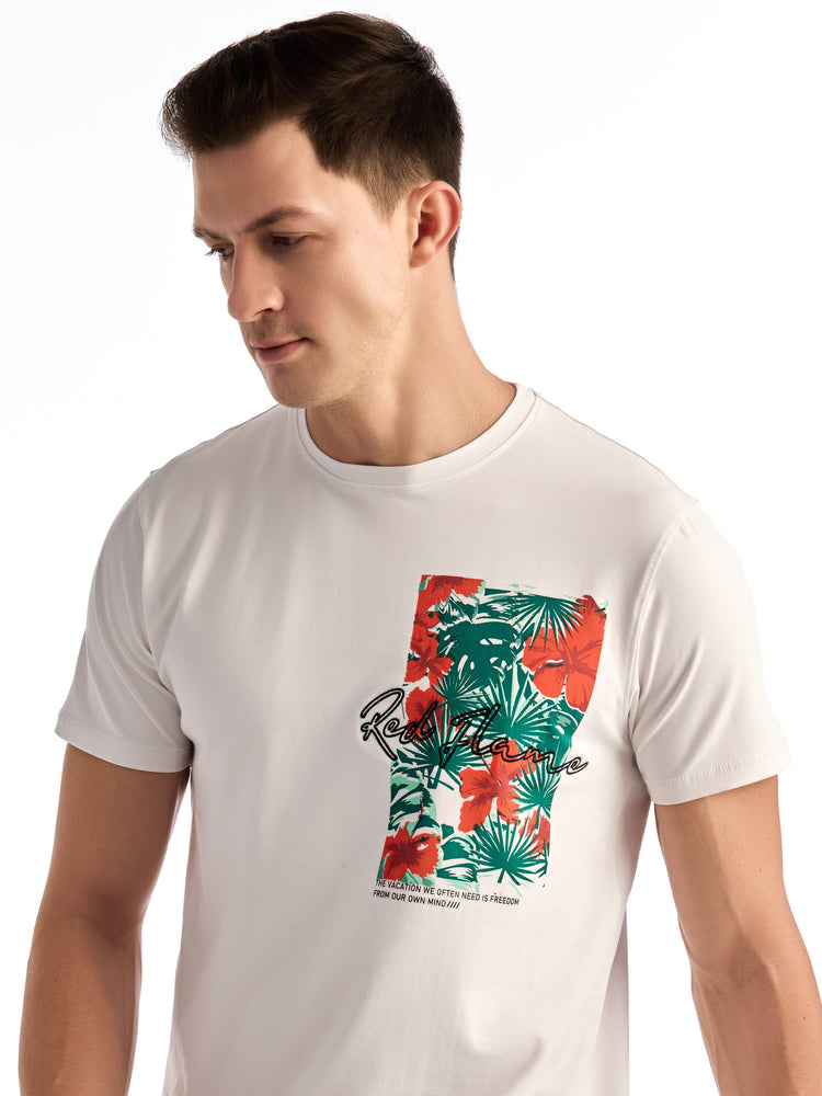 White Knits Printed Stretch T-Shirt