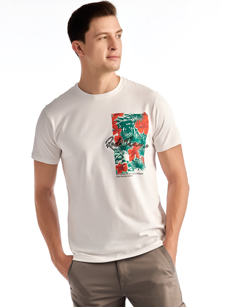 White Knits Printed Stretch T-Shirt