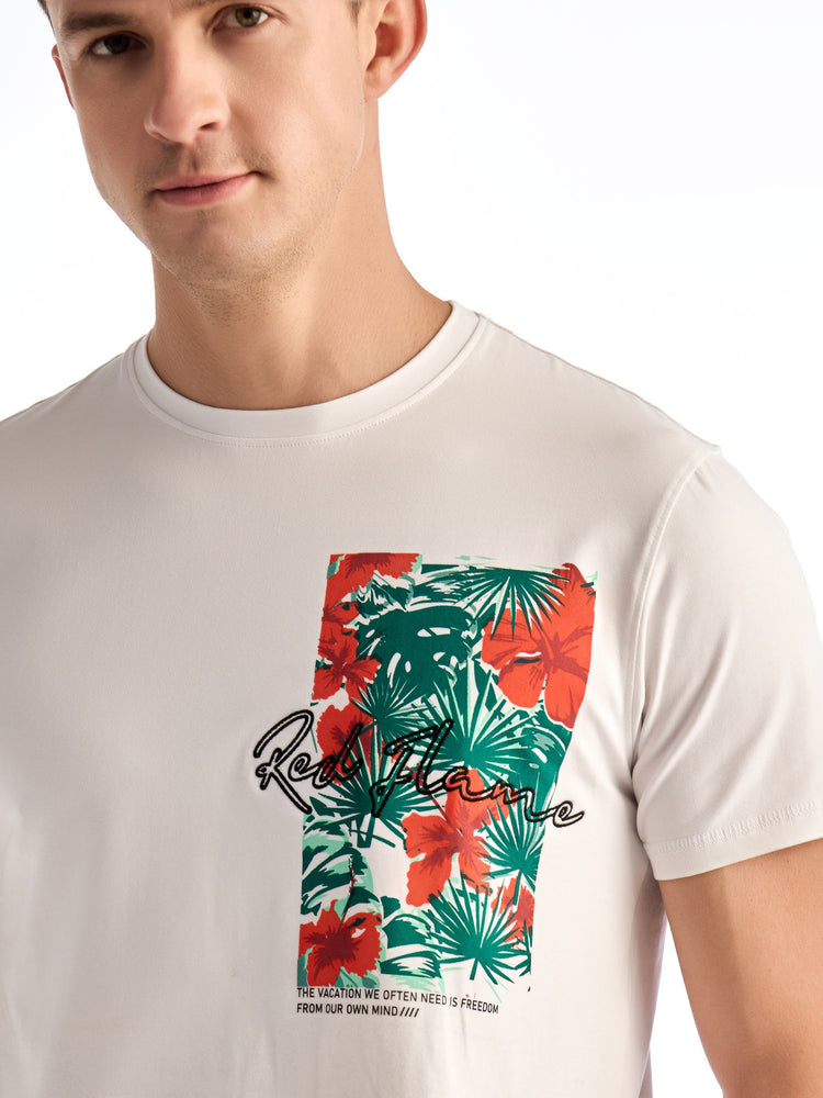 White Knits Printed Stretch T-Shirt