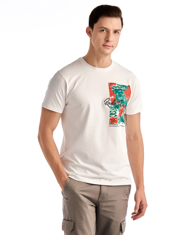 White Knits Printed Stretch T-Shirt