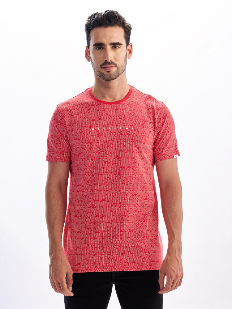 Red Knits Printed Stretch T-Shirt