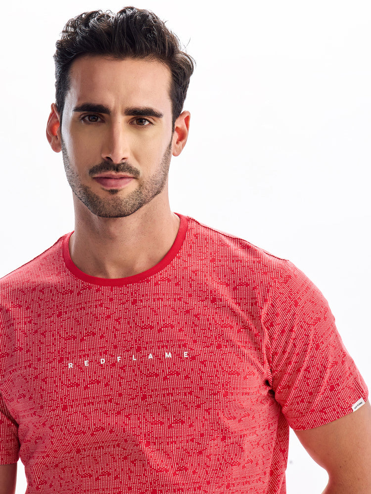 Red Knits Printed Stretch T-Shirt