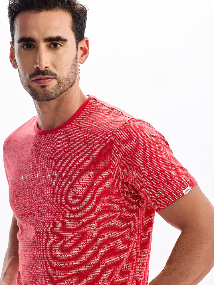 Red Knits Printed Stretch T-Shirt