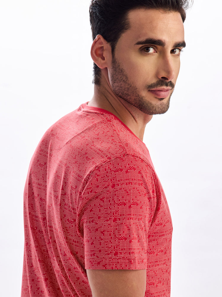 Red Knits Printed Stretch T-Shirt