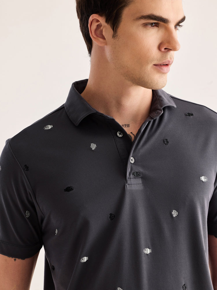 Grey Embroidery T-Shirt