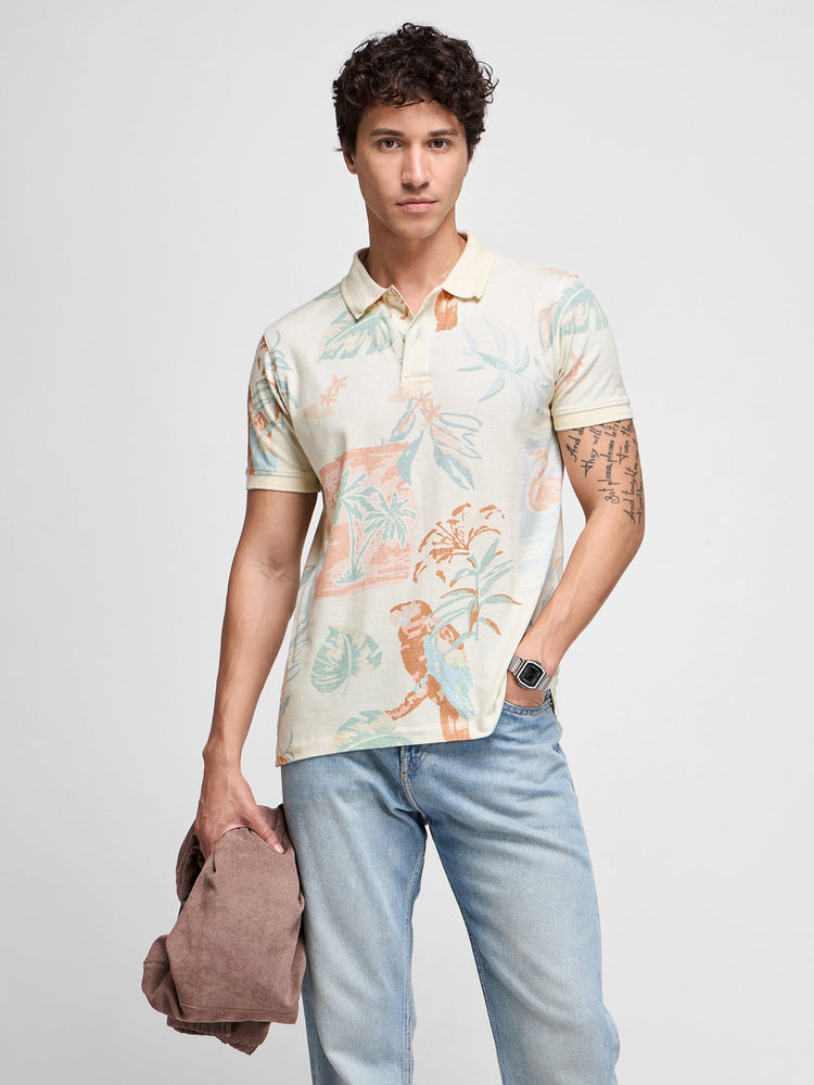 Floral Print Polo