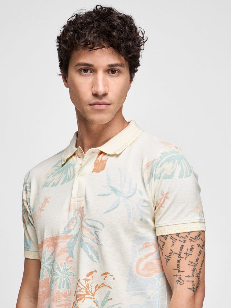 Floral Print Polo