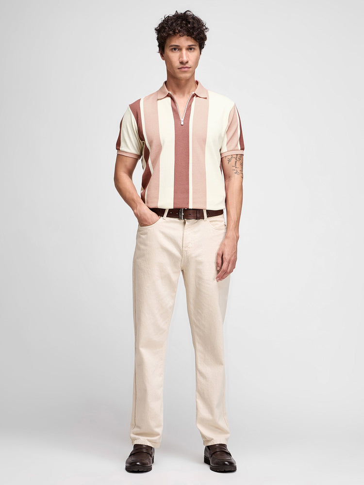 Striped Zip Polo