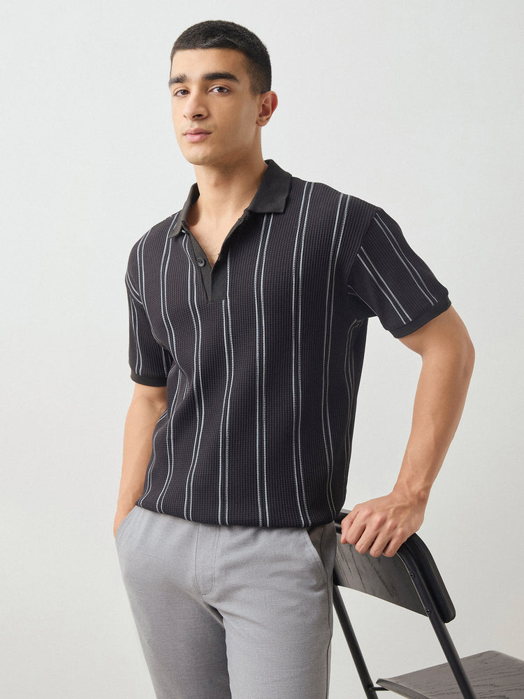 Relaxed Fit Waffle Polo