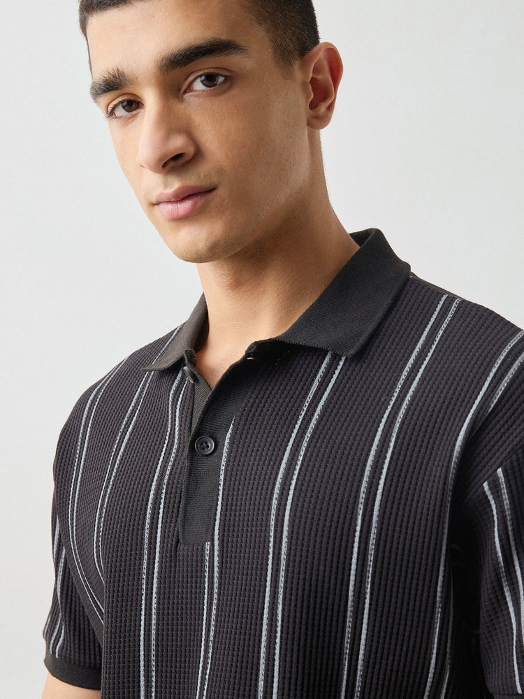 Relaxed Fit Waffle Polo