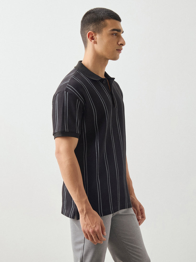 Relaxed Fit Waffle Polo