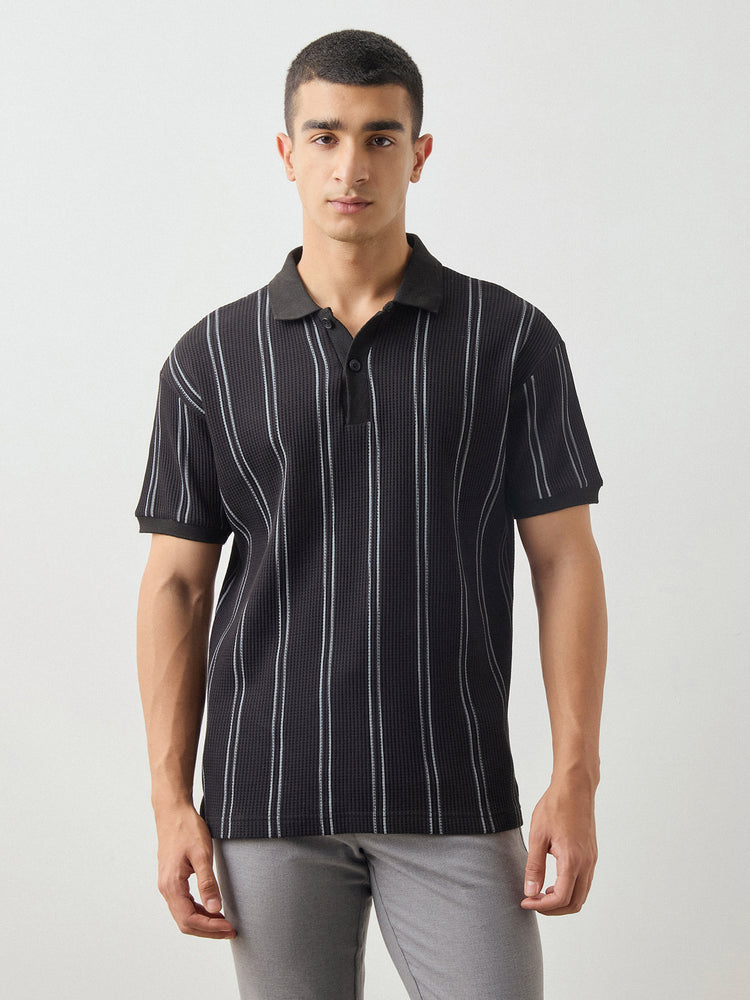 Relaxed Fit Waffle Polo