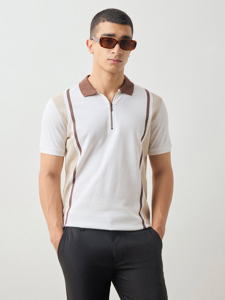 Relaxed Fit Zip Polo
