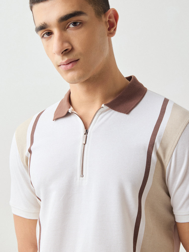Relaxed Fit Zip Polo
