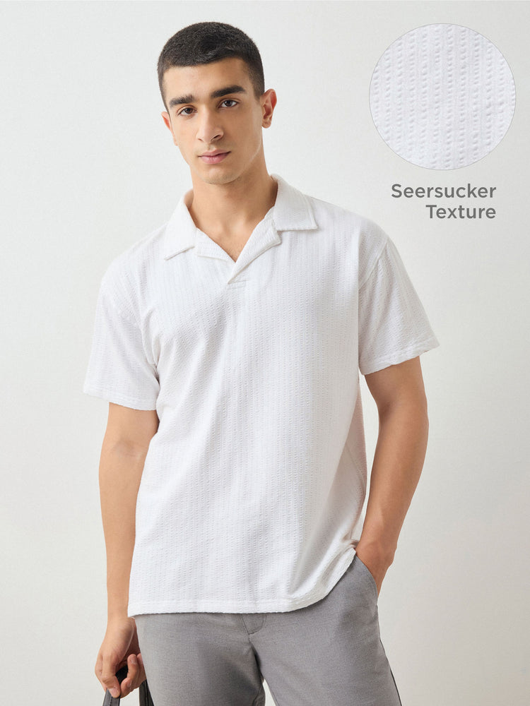 Relaxed Fit Seersucker Polo