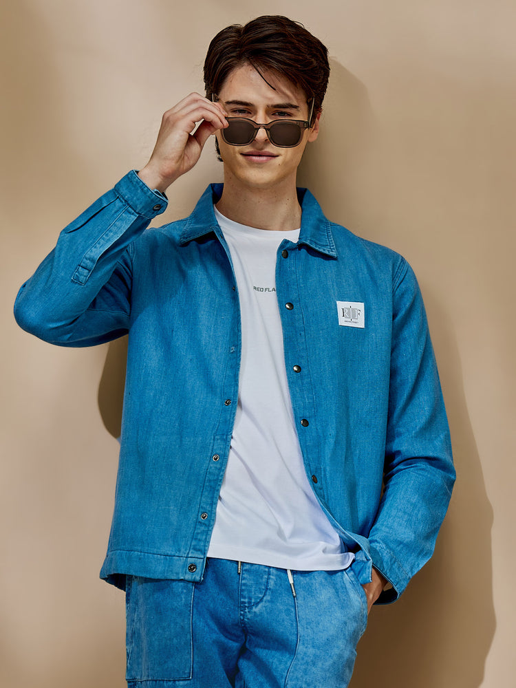 Blue Linen Shacket