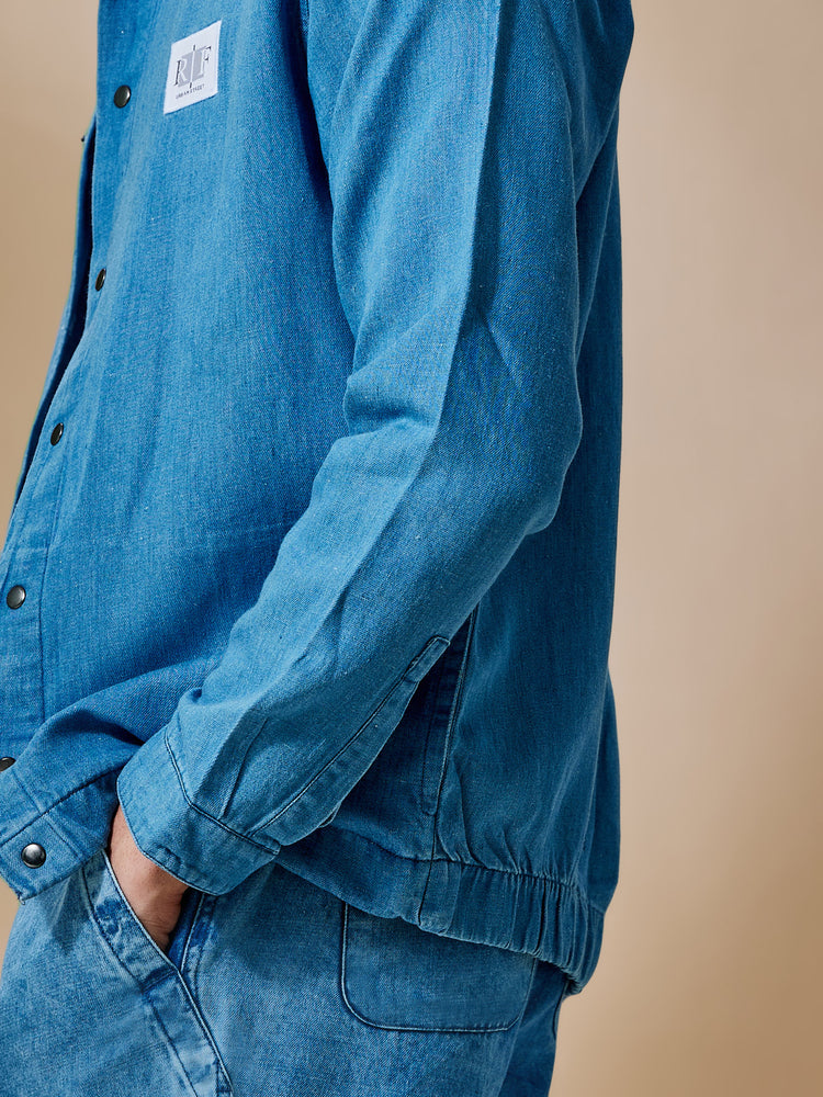 Blue Linen Shacket
