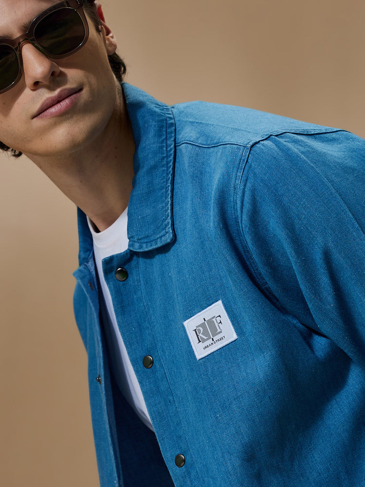 Blue Linen Shacket