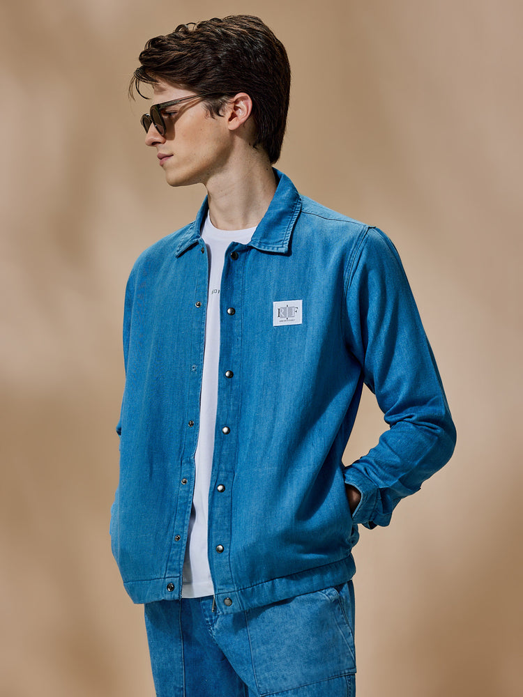 Blue Linen Shacket