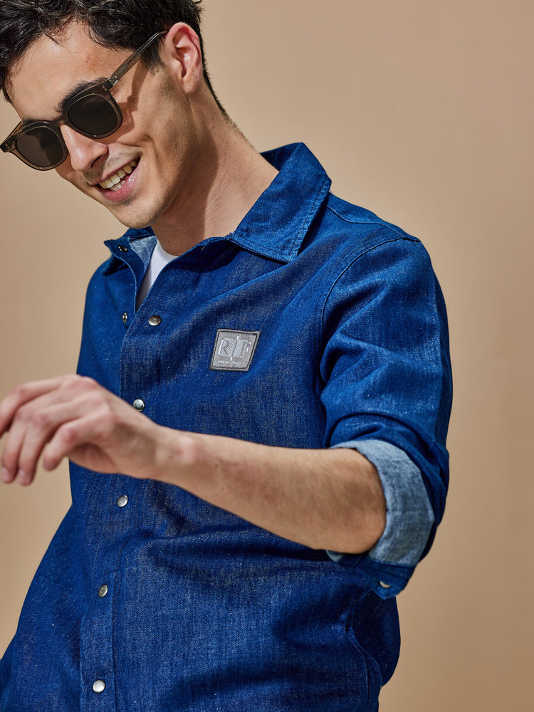 Navy Linen Shacket
