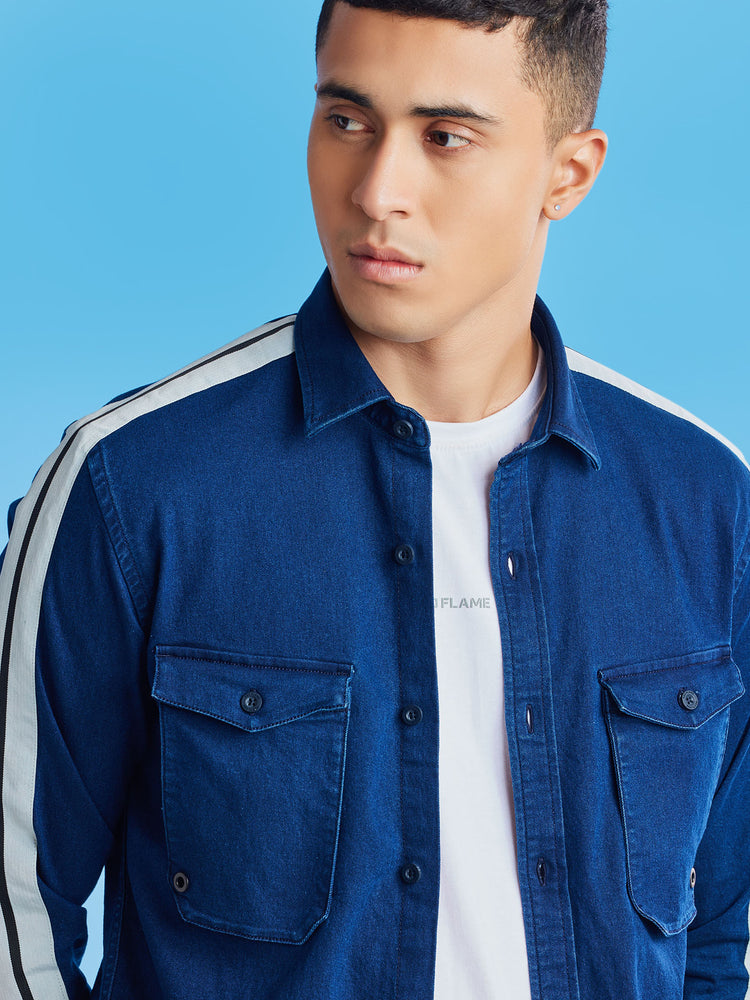 Double Pocket Stretch Denim Shirt